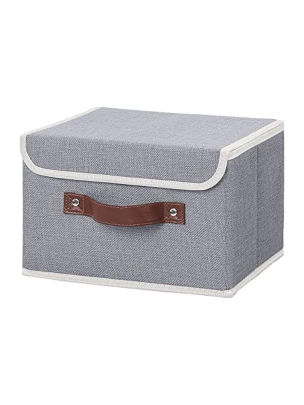 Fabric Storage Box Bins with Lids, Gray, 10"x8"x7"